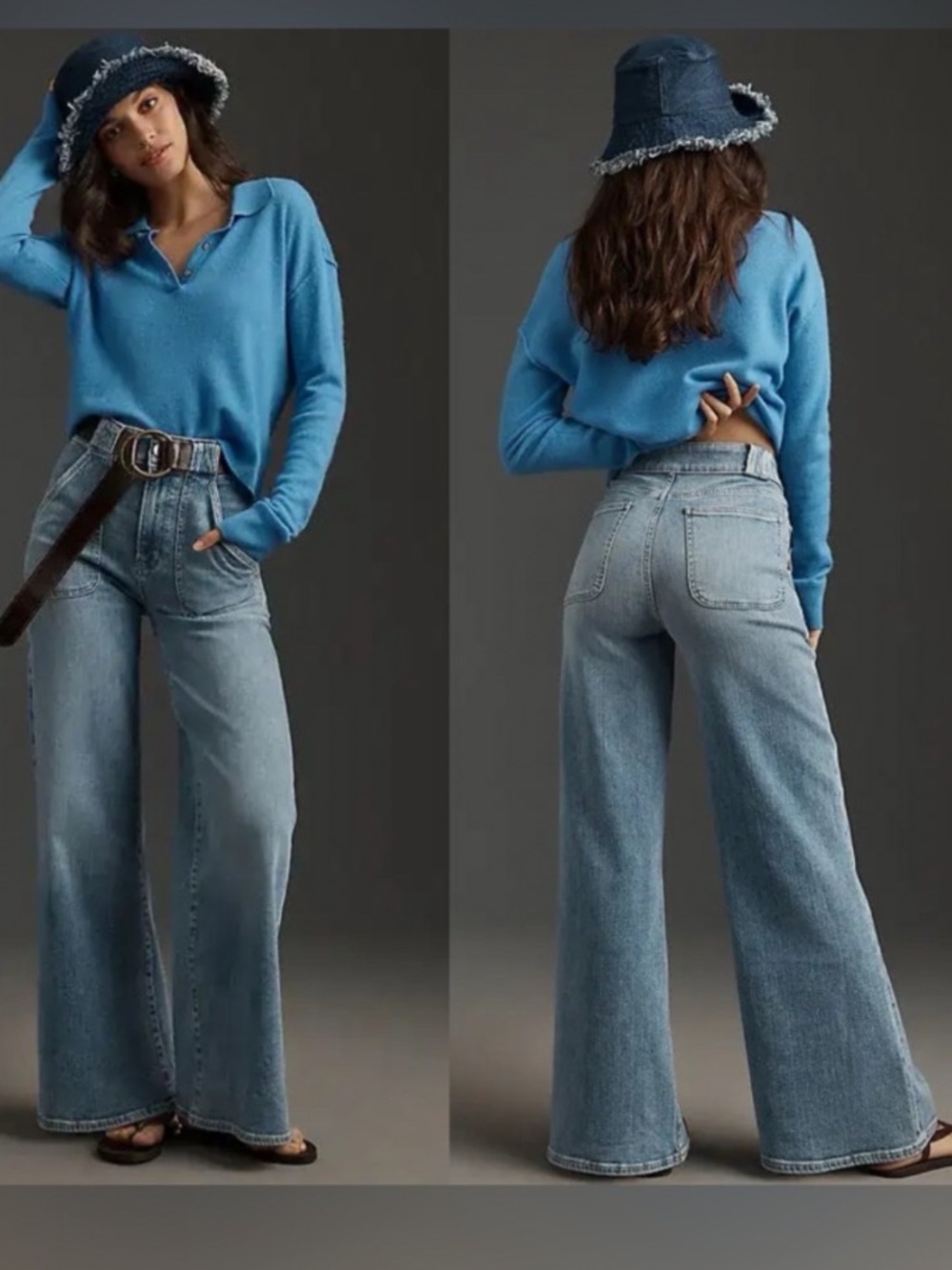 Frame the Modern Pocket Wide Leg Carpenter High Rise Denim Jean Size 30